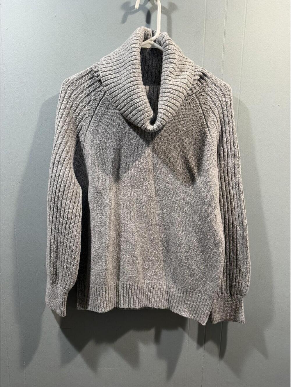 Womens Nine West Turtleneck Sweater Knitted Size Medium Gray
